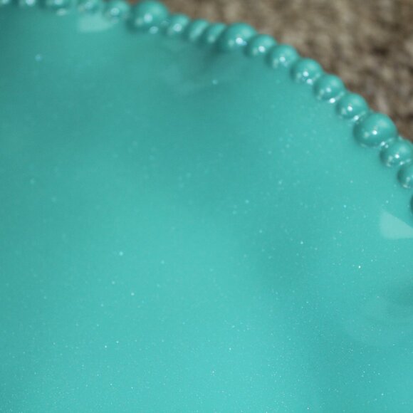 Rachel Ashwell Teal Shimmer Pearl Edge Set of 4 Melamine 11" Dinner Plates NWT - Picture 3 of 6